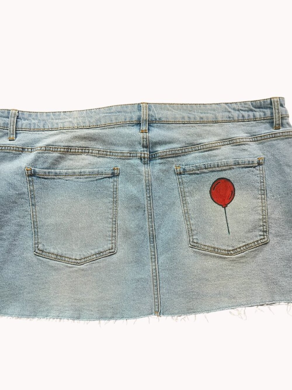 Hand painted Denim Mini Skirt Women's XXL NWT #Halloween #Horrormovie - Picture 3 of 11